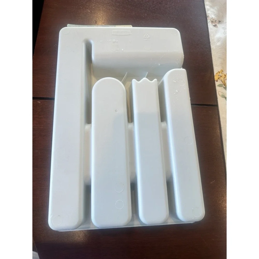 Rubbermaid 5 Slot Silverware Cutlery Utensil Organizer Tray In Drawer White 2919